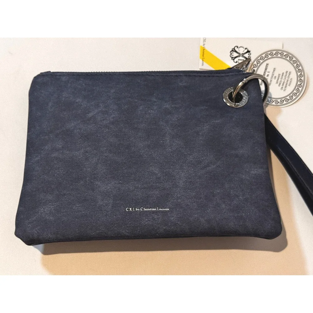 CXL by Christian Lacroix Wristlet Pouch Indigo‎ Denim Blue 2-in-1 Vegan Leather